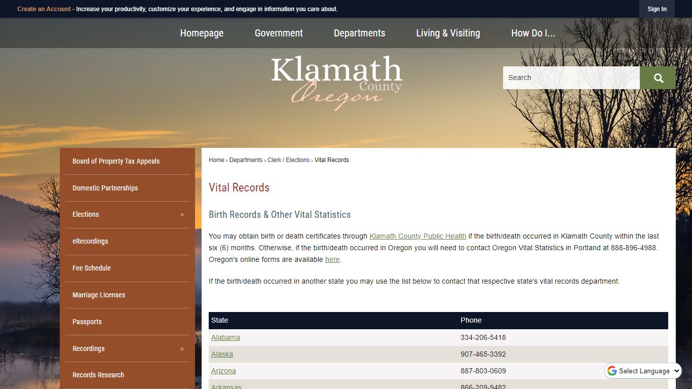 Vital Records | Klamath County, OR